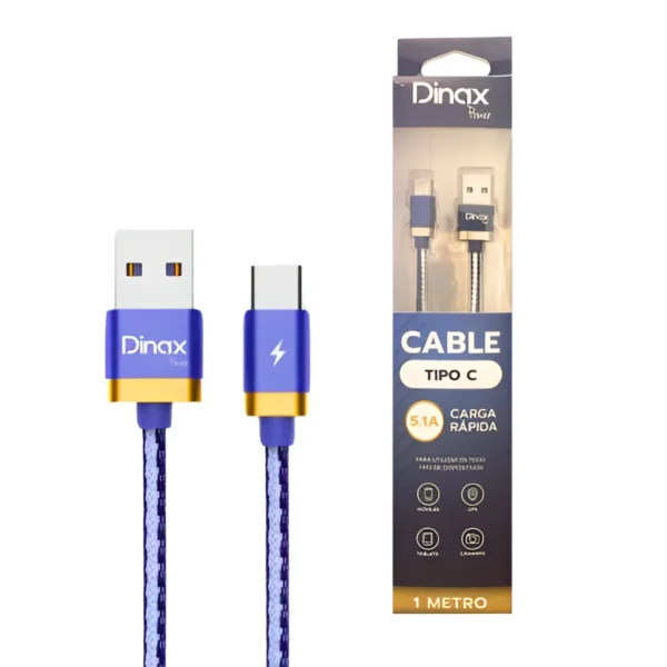 Cable Tipo C 5.1A DINAX Mallado 6CABTC 1M