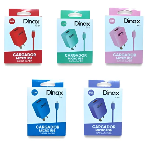 Cargador DINAX USB A V8 3.0A COLORES Cargador DINAX USB A V8 3.0A COLORES
