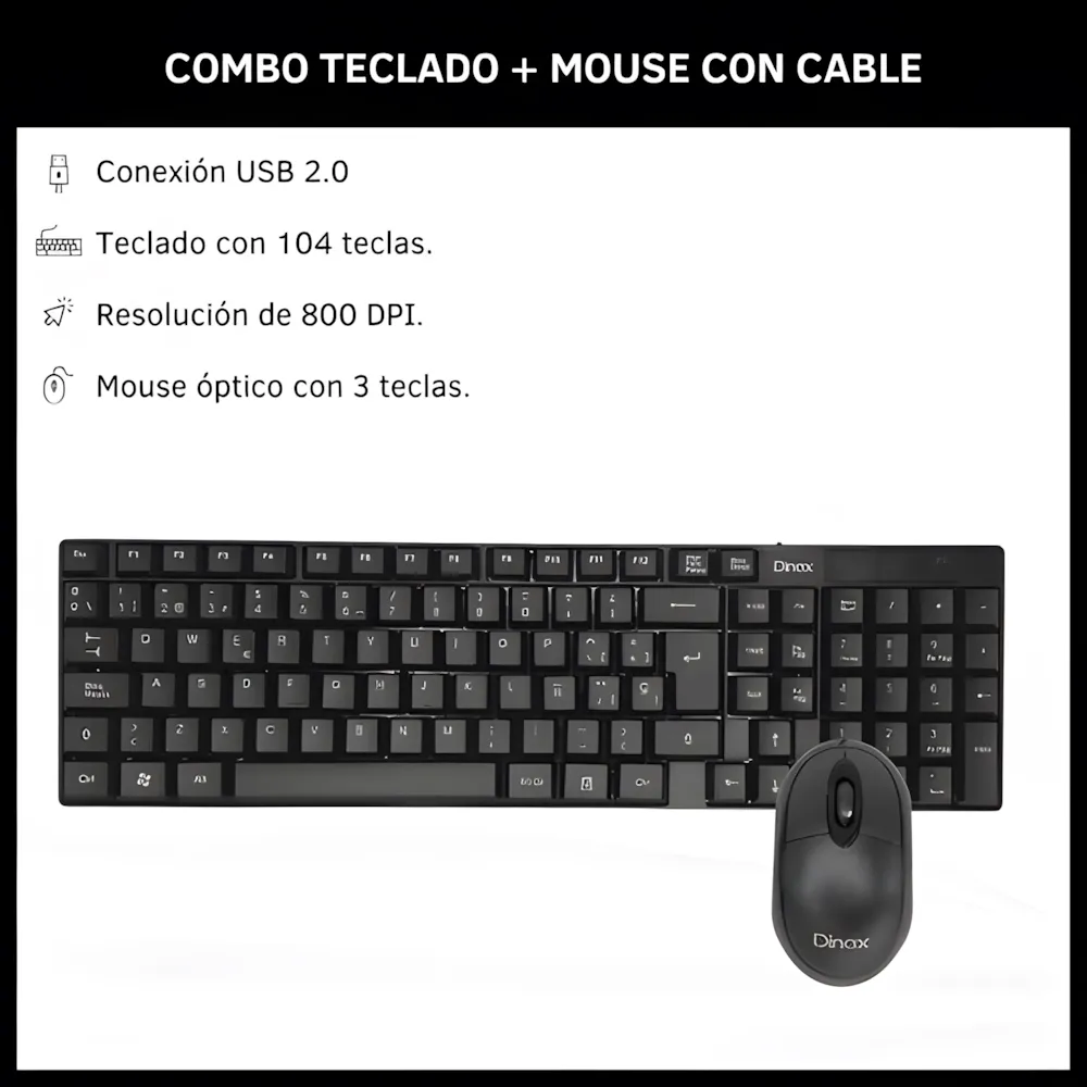 Combo Teclado y Mouse Dinax CTM555