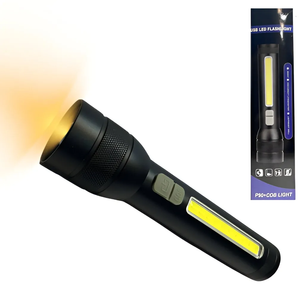 Linterna Tactica USB Flashlight P90+COB Linterna Tactica USB Flashlight P90+COB