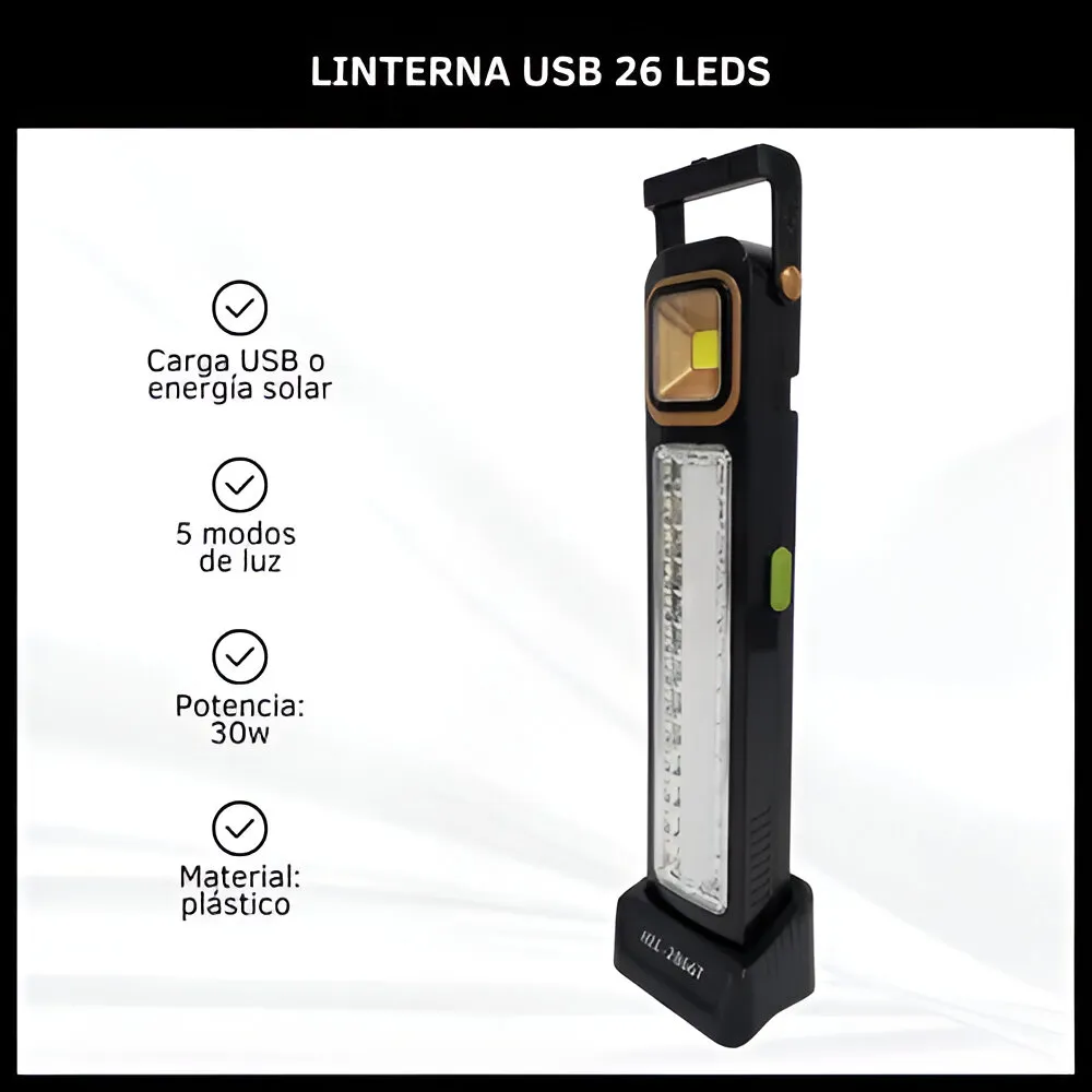 Luz de Emergencia Solar OR-0810 32 LED + Tubo LED