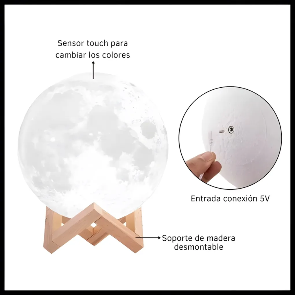 Lampara Velador DINAX Luna Llena (Grande 18 CM)