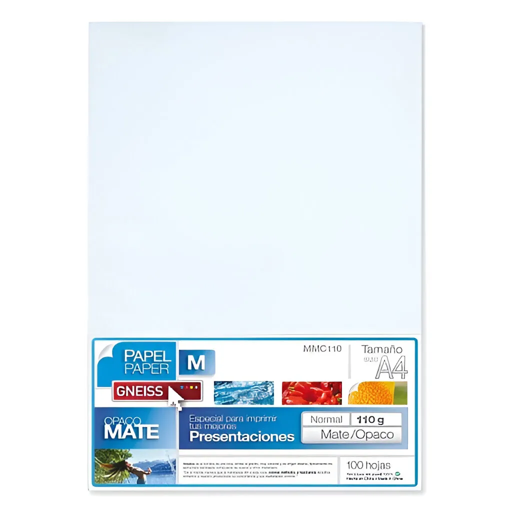 PAPEL MATTE 110 GR - 100 HOJAS A4 - GN-P110M