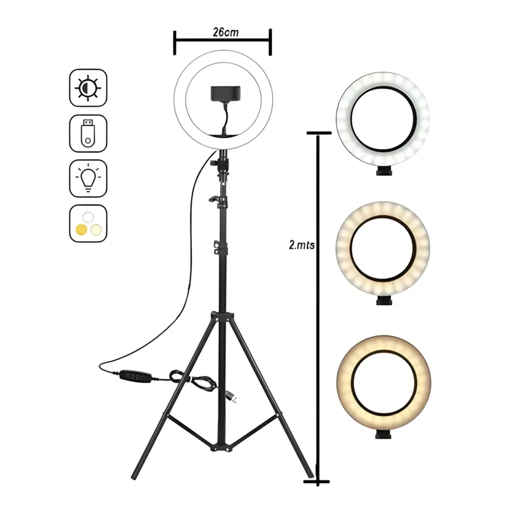 Aro de Luz DXLUZ QX260 10″ + Trípode
