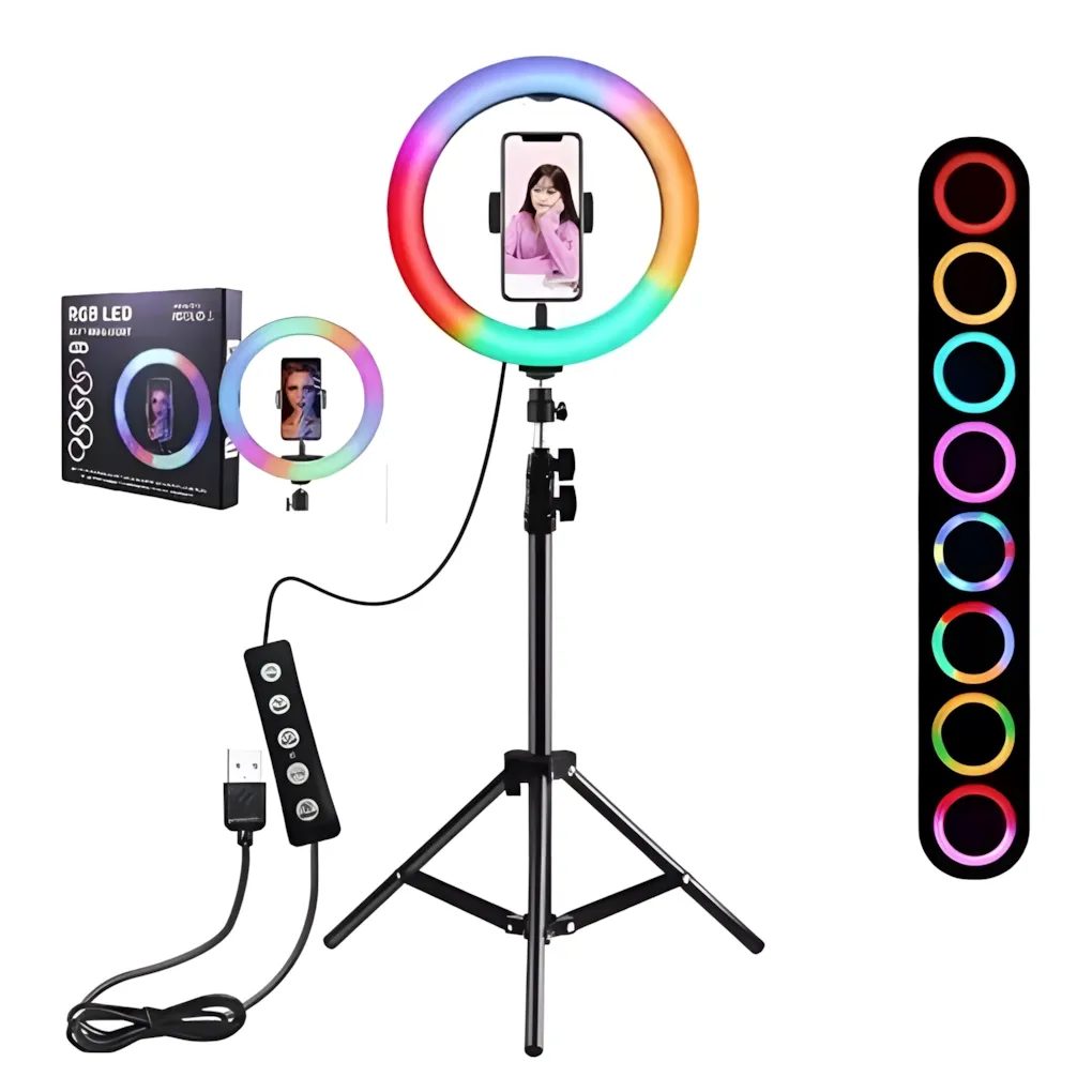 Aro de Luz RGB Led 36″ MJ36 + Trípode Aro de Luz RGB Led 36″ MJ36 + Trípode