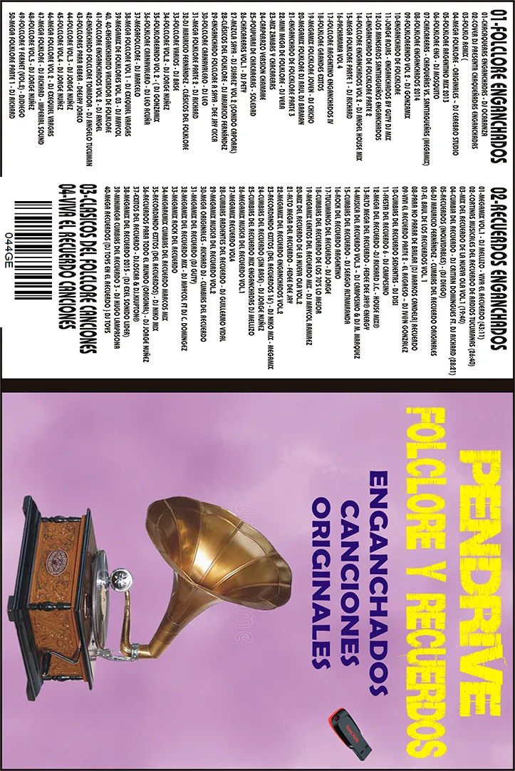 PENDRIVE CON MUSICA - 16 GB