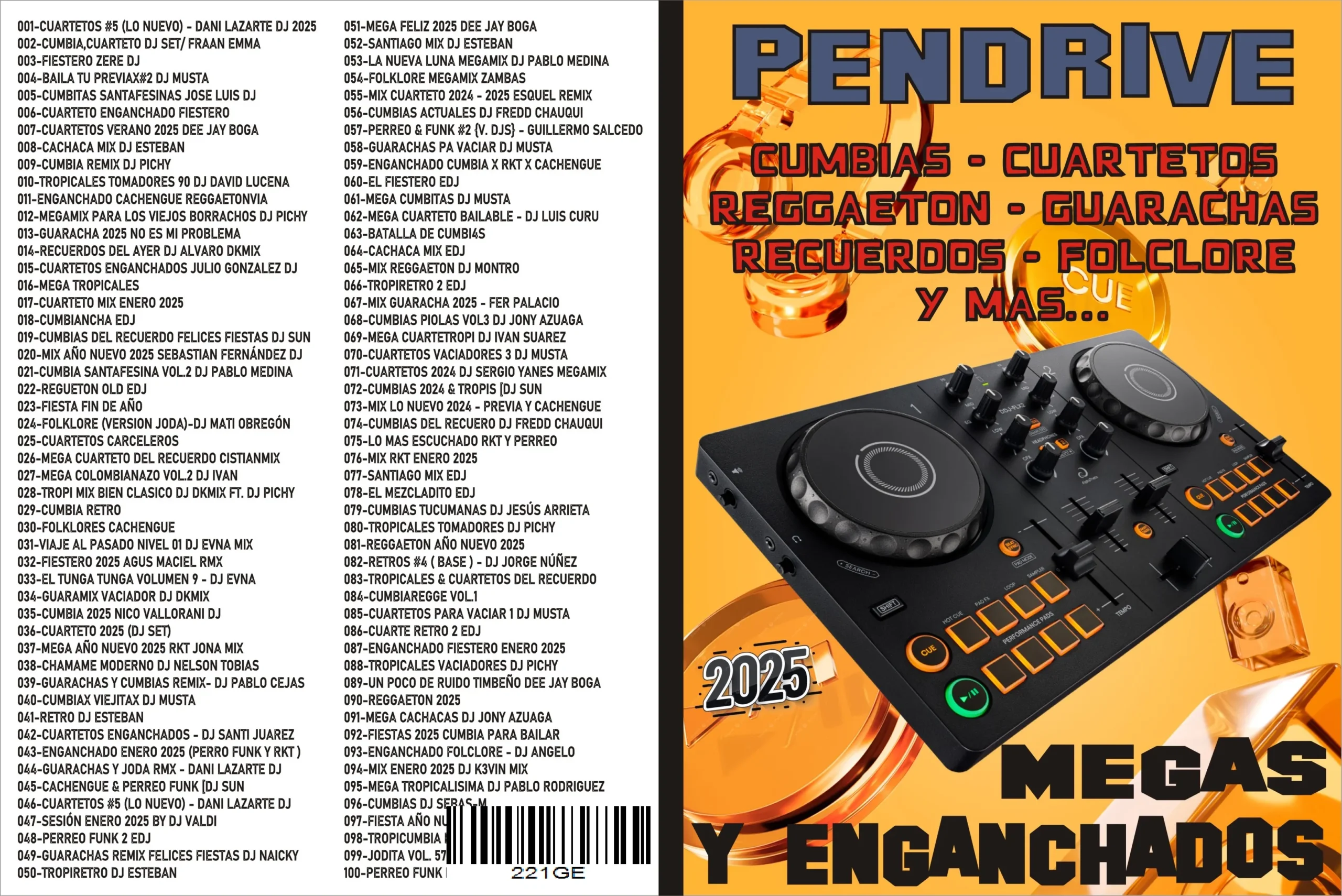 PENDRIVE CON MUSICA - 16 GB