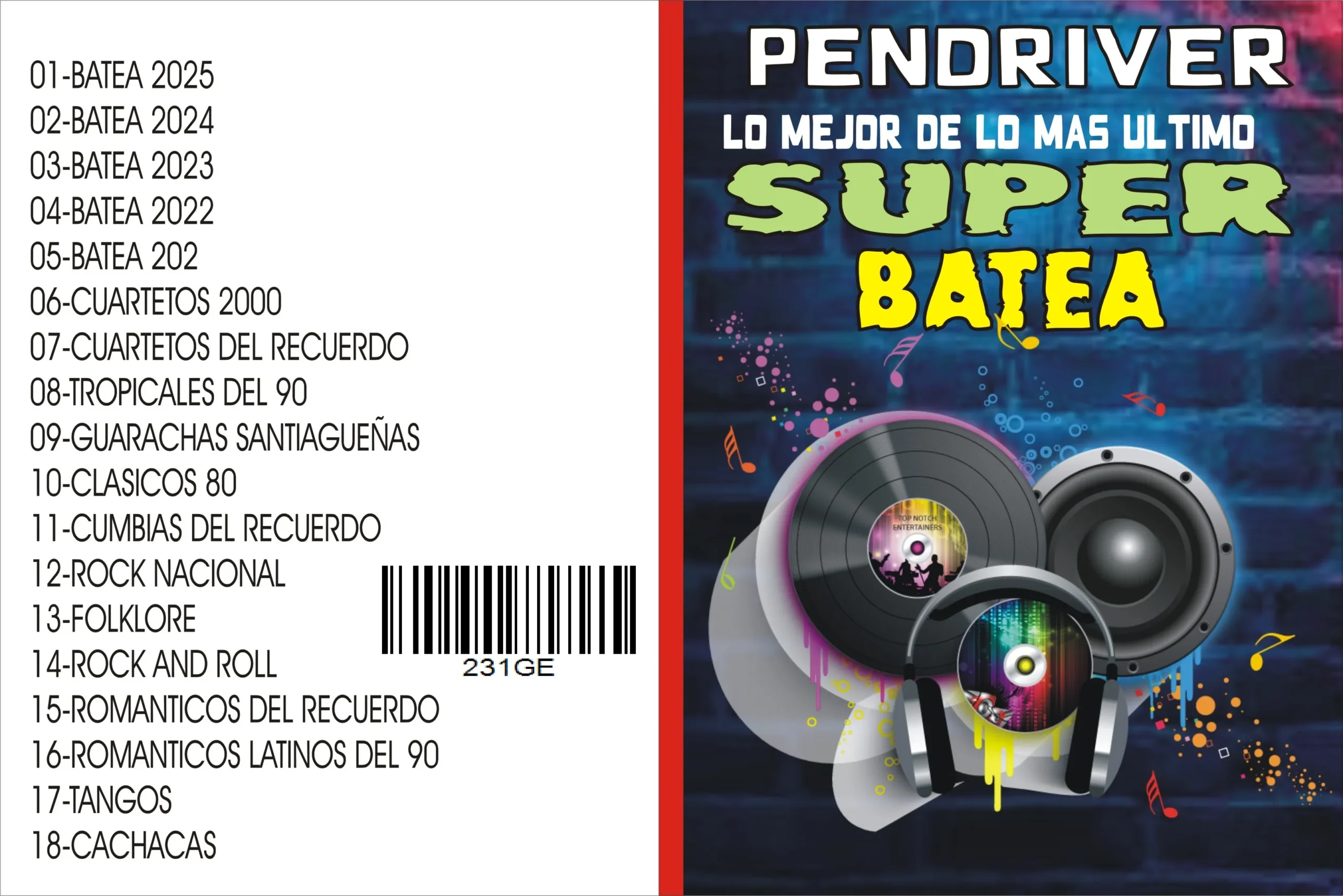 PENDRIVE CON MUSICA - 16 GB