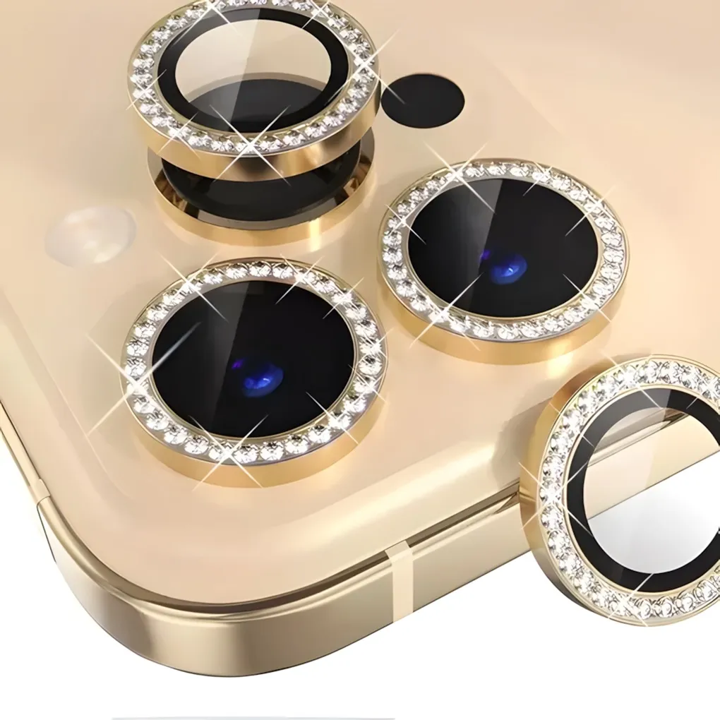 Protector Vidrio Cámara Lente Para Iphone Brillos Strass 2 Protector de camara para Iphone