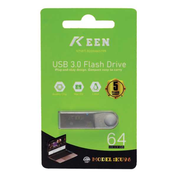 Pendrive Metal Keen 64gb Usb 3.0 Plateado