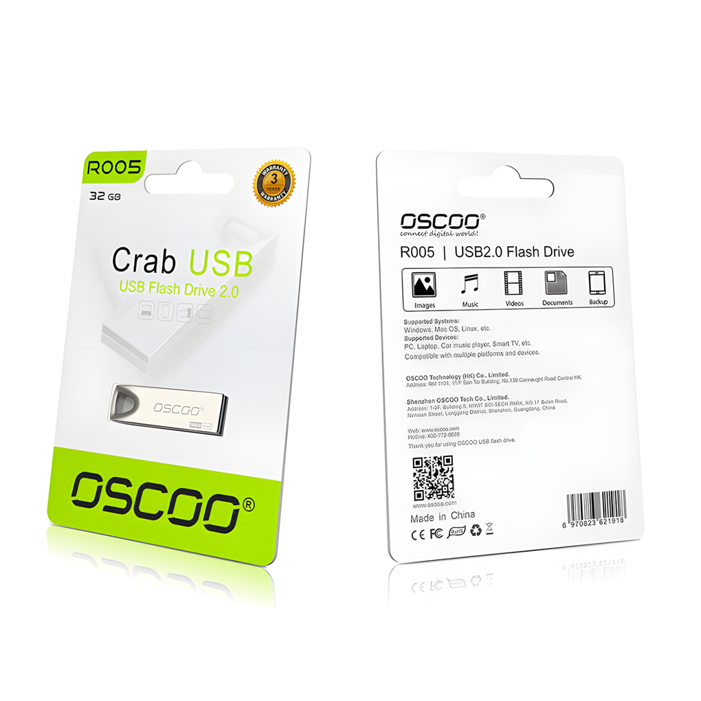 Pendrive Metal Oscoo 32gb Usb 2.0 Plateado