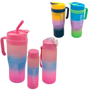 D01060518.webp Set Vaso con 2 Botellas Multicolores MH-002