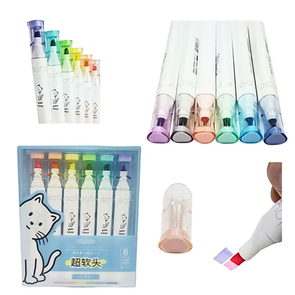 Resaltadores Pastel Soft Gatito x6 Unidades BC-757