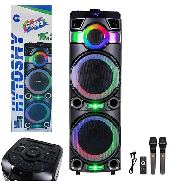 Parlante RGB Bluetooth 2x 15″ Pulgadas con Doble Microfono HYTOSHY HY-W1502