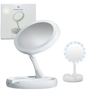 Espejo LED Plegable Zoom x10 x1 con Base Organizadora con Suono ACC0106