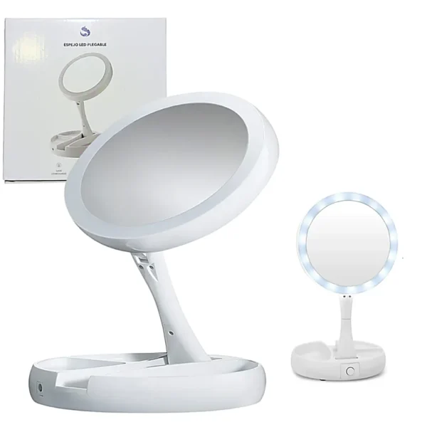 Espejo LED Plegable Zoom x10 x1 con Base Organizadora con Suono ACC0106