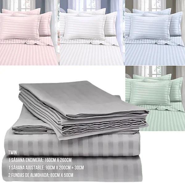 Juego de Sabanas Rayadas Tamaño TWIN OR-EBN015
