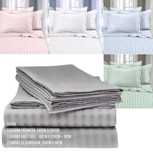 Juego de Sabanas Rayadas Tamaño Queen OR-EBN016