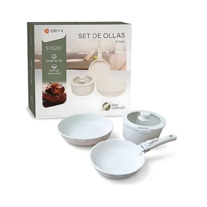 Set De Ollas Oryx Ck200 5 Piezas Batería De Cocina Blanco