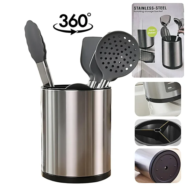 Cubiertero de Acero Inoxidable Con Divisor y Giro 360 STAINLESS-STEEL