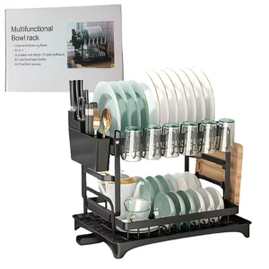 Escurridor de Platos Acero Inoxidable Cocina 2 Pisos BOWL RACK 0647