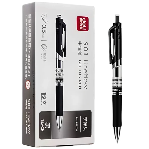Caja de Lapiceras x12 Und Tinta Negra Intensa GEL INK PEN