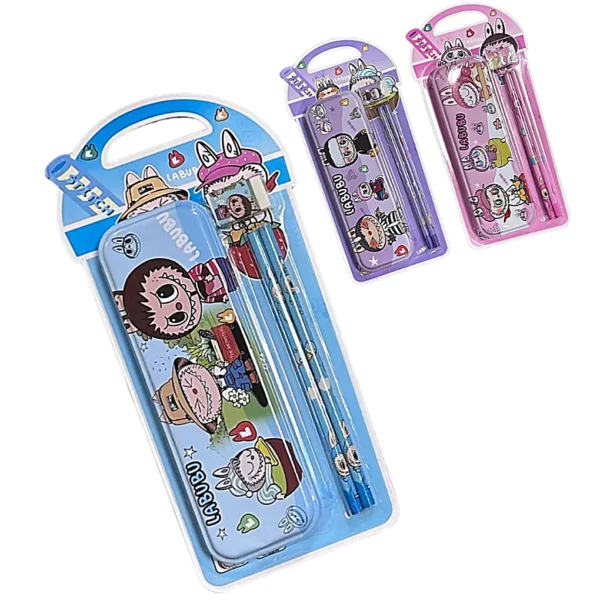 Set Escolar de Cartuchera + Lapices + Goma LABUBU