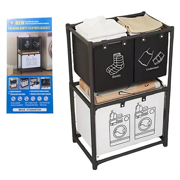 Cesto Organizador De Ropa Lavanderia 2 Niveles FOLDING DIRTY YH6902