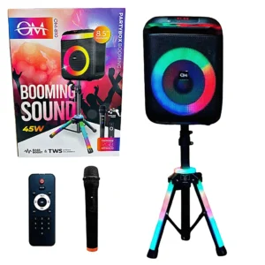Parlante Bluetooth Extra Bass 8,5″ Pulgadas con Tripode RGB Ritmico OM BOOMING