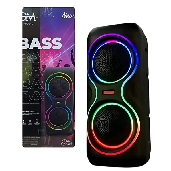 Parlante Bluetooth RGB 8″ Pulgadas BASS OM 2040