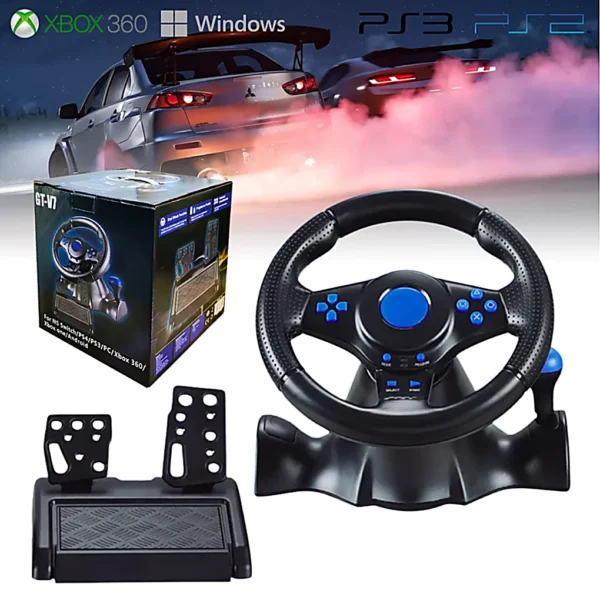 Volante Con Pedalera y Joystick PS4 Consola Ps3 Pc Xbox GT-V7