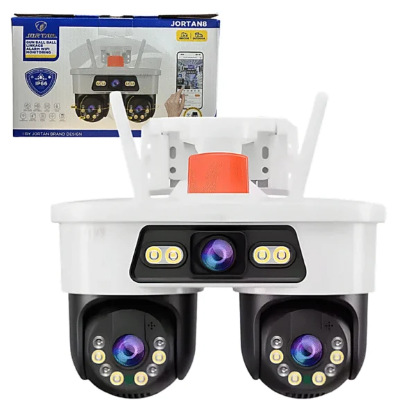 Camara de Seguridad Triple Lente con Sirena JORTAN