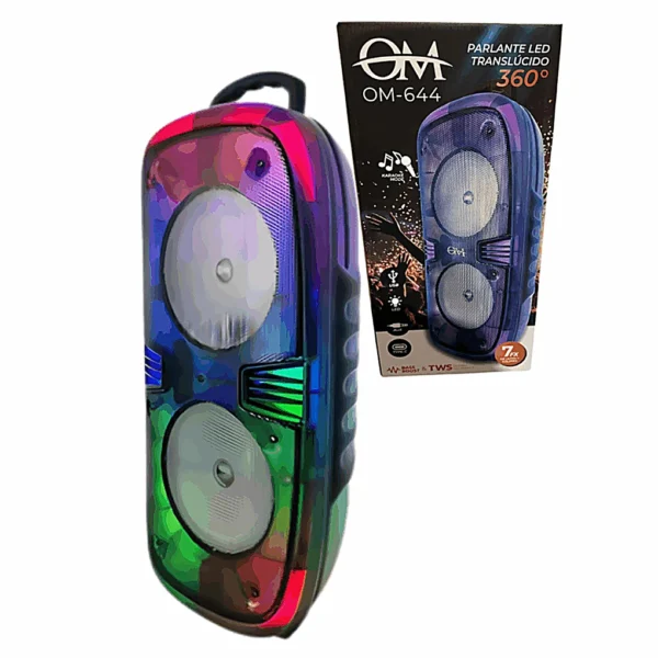 Parlante Bluetooth LED Translucido 6×2″ Pulgadas OM-644