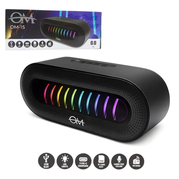 Parlante Bluetooth USB Rgb Tipo C SD FM/AM OM-15