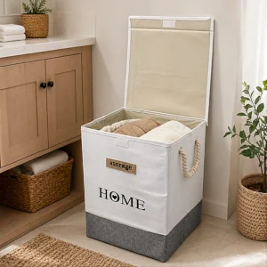 D01030194.webp Cesto para Hogar HOME con Tapa y Divisor HOG0689BLA
