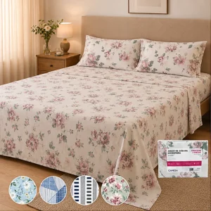 Juego de Sabanas x4Pcs Microfibra QUEEN 240x220cm CAMESA