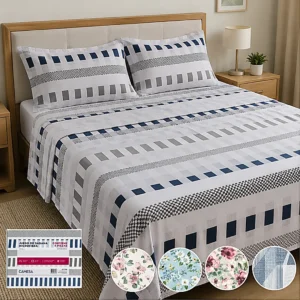 Juego de Sabanas x4Pcs Microfibra FULL 200x220cm CAMESA