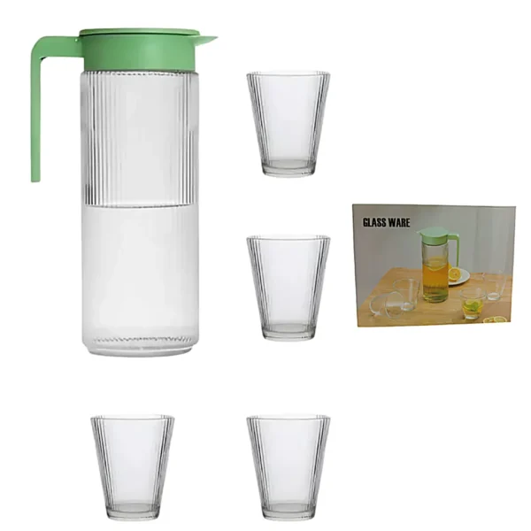 D01060609.webp JARRA de VIDRIO con 4 vasos GLASS WARE JK-4193