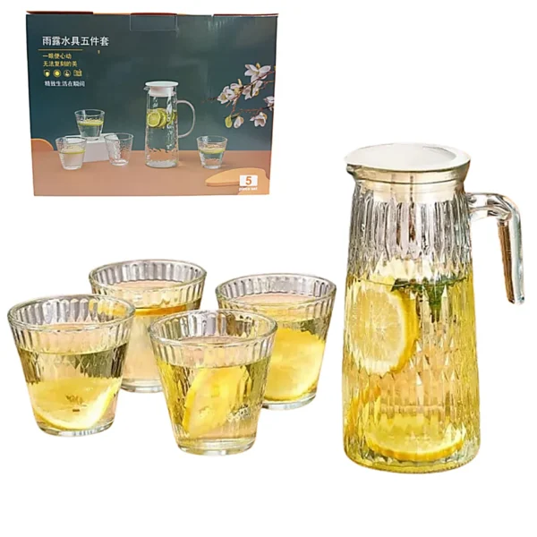 D01060610.webp JARRA DE VIDRIO CON 4 VASOS JYSJ-1205