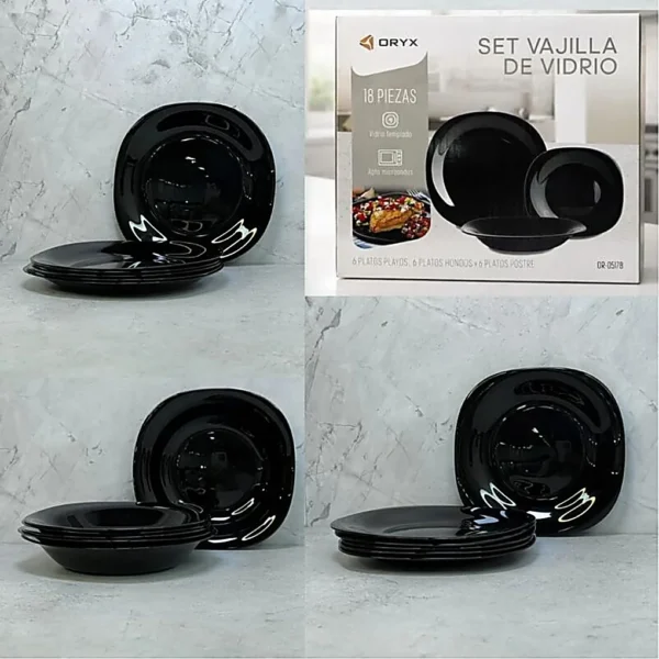 D01060669.webp SET DE VAJILLA ORYX X18PCS NEGRO OR-0517B