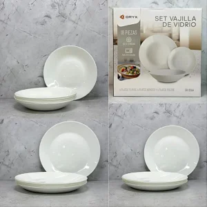 D01060670.webp SET DE VAJILLA DE VIDRIO ORYX X18PCS BLANCO OR-516