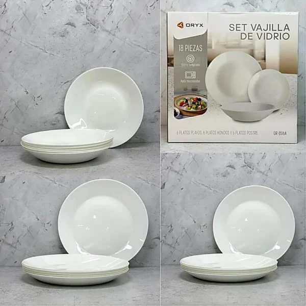 D01060670.webp SET DE VAJILLA DE VIDRIO ORYX X18PCS BLANCO OR-516