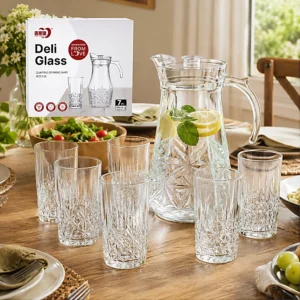 D01060680.webp Set de Jarra + 6 Vasos de Vidrio DELI GLASS JS-7040