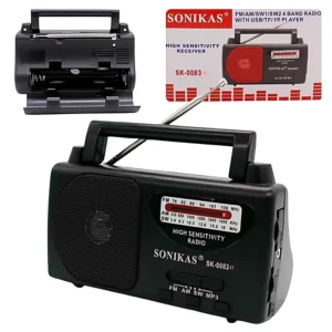 D02040095.webp Radio Portátil A Pila Am/fm Rojo SONIKAS SK-0083