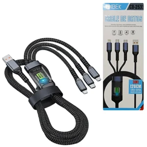 D03010186.webp Cable 3 en 1 USB + Tipo C + Iphone Largo 120Cm IBEK CB-2533